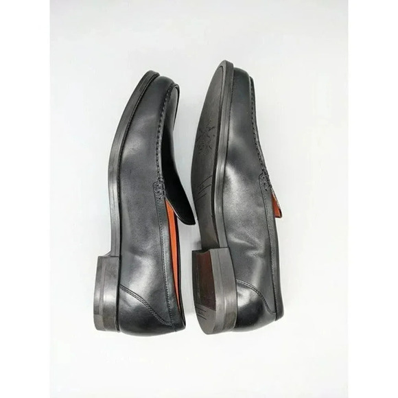 NIB Santoni Faith Men's Black Leather Loafers Almond Toe Size 8.5 (MSRP $750) - Picture 4 of 10